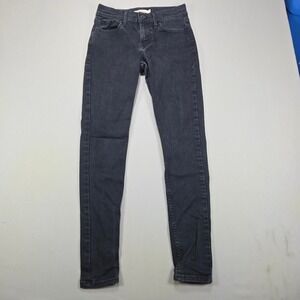 Levis Big E Jeans 710 Super Skinny Stretch Washed Black Denim Womens 28x30